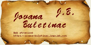 Jovana Buletinac vizit kartica